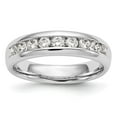 thumbnail image 1 of Solid 14K White Gold Nine Stone Diamond Channel Set Wedding Band Ring Size 7 (.63 cttw.), 1 of 8