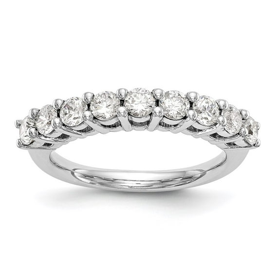 Solid 14K White Gold Nine Stone Diamond Wedding Band Ring Size 7.5 (.225 cttw.)