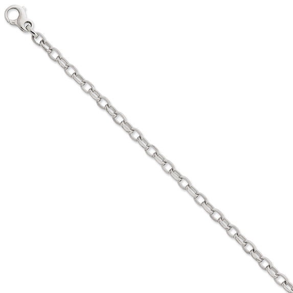 Solid 14K White Gold Polished & Ridged Fancy Link Bracelet