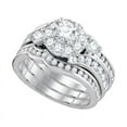 thumbnail image 1 of Solid 14K White Gold Real Natural Diamond 3-Piece Bridal Matching Engagement Ring Wedding Band Set 2 Carat - Size - 8.5 ( 1.99 Cttw ), 1 of 2
