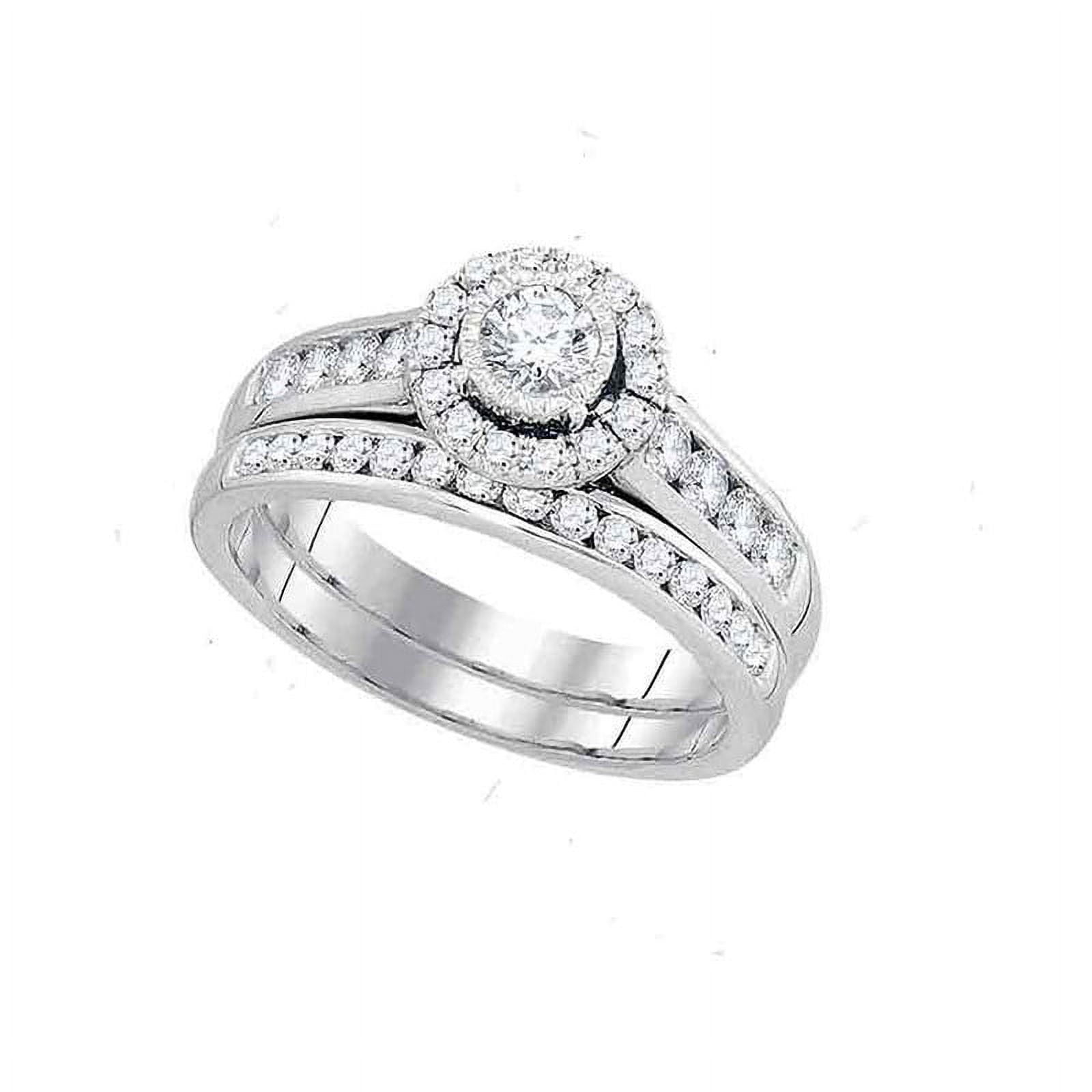 Solid 14K White Gold Real Natural Diamond Bridal Matching Engagement ...