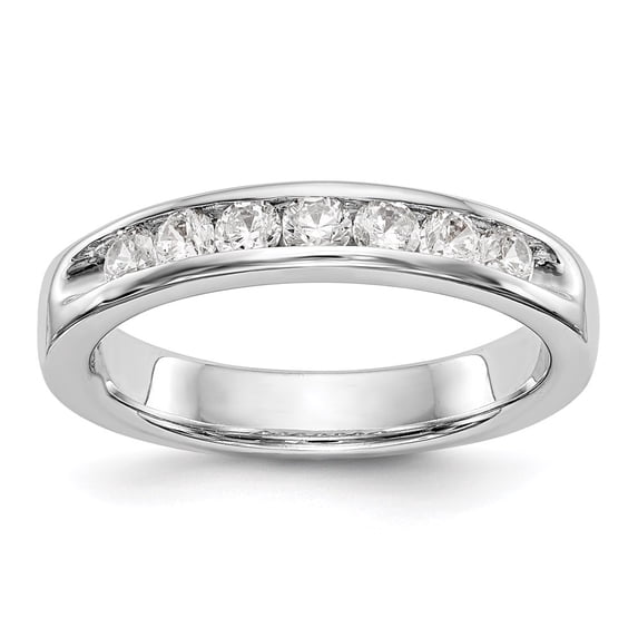 Solid 14K White Gold Seven Stone Diamond Channel Set Wedding Band Ring Size 5 (.49 cttw.)