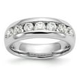 thumbnail image 1 of Solid 14K White Gold Seven Stone Diamond Channel Set Wedding Band Ring Size 7 (.105 cttw.), 1 of 7