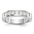 thumbnail image 1 of Solid 14K White Gold Seven Stone Diamond Channel Wedding Ring Band with CZ Cubic Zirconia Size 9, 1 of 8