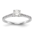 thumbnail image 1 of Solid 14K White Gold Solitaire Diamond Side-Stones with CZ Cubic Zirconia Peg Set Center Stone Engagement Ring Size 5, 1 of 8