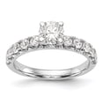 thumbnail image 1 of Solid 14K White Gold Solitaire Diamond Side-Stones with CZ Cubic Zirconia Peg Set Center Stone Engagement Ring Size 8.5, 1 of 8