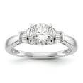thumbnail image 1 of Solid 14K White Gold Solitaire Diamond Side-Stones with CZ Cubic Zirconia Peg Set Center Stone Engagement Ring Size 8, 1 of 8