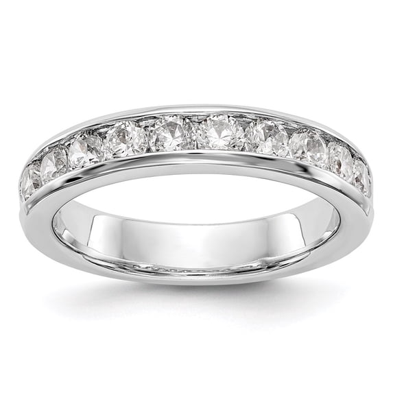 Solid 14K White Gold Ten Stone Diamond Channel Set Wedding Band Ring Size 5.5 (.93 cttw.)