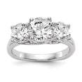 thumbnail image 1 of Solid 14K White Gold Three Stone Diamond Engagement Ring with CZ Cubic Zirconia Size 8.5, 1 of 4