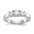 thumbnail image 1 of Solid 14K White Gold Three Stone Diamond Side-Stones with CZ Cubic Zirconia Center Stone Engagement Ring Size 9, 1 of 8