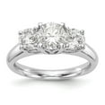 thumbnail image 1 of Solid 14K White Gold Three Stone Engagement Ring Comfort-Fit with CZ Cubic Zirconia Size 5.5, 1 of 8