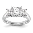 thumbnail image 1 of Solid 14K White Gold Three Stone Engagement Ring with CZ Cubic Zirconia Size 6.5, 1 of 8