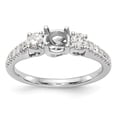 thumbnail image 1 of Solid 14K White Gold Three Stone Engagement Ring with CZ Cubic Zirconia Size 8.5, 1 of 6