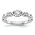 thumbnail image 1 of Solid 14K White Gold Wedding Ring Band with CZ Cubic Zirconia Size 7.5, 1 of 3