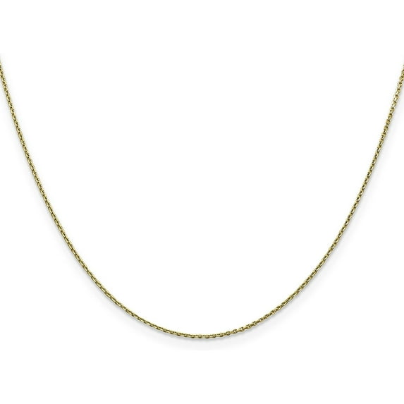 Solid 14K Yellow Gold 1.1mm Diamond-cut Round Open Link Cable with Lobster Lock Chain - 26"