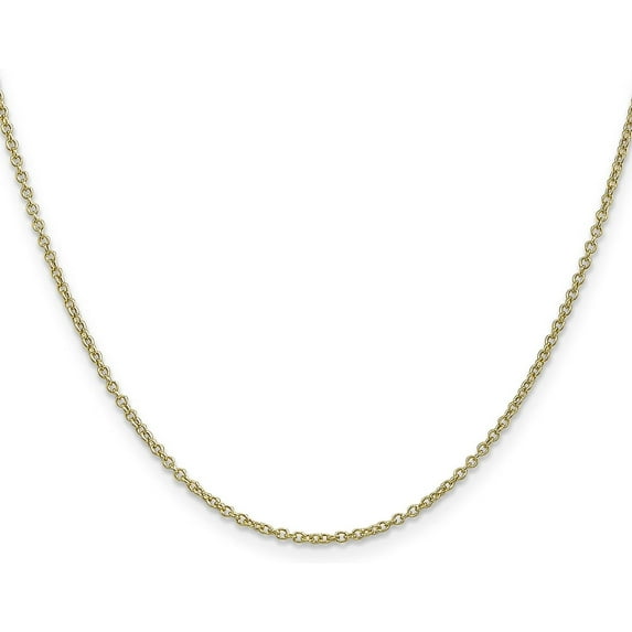 Solid 14K Yellow Gold 1.6mm Round Open Wide Link Cable with Lobster Lock Chain - 30"