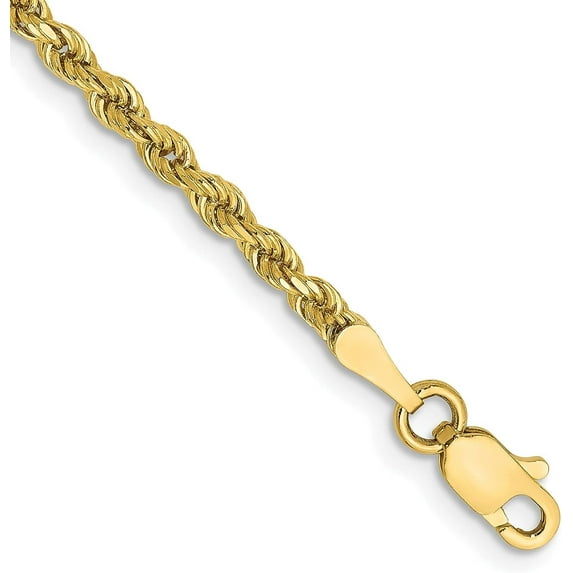 Solid 14K Yellow Gold 2.5mm Diamond-cut Rope with Lobster Lock Chain - 28"