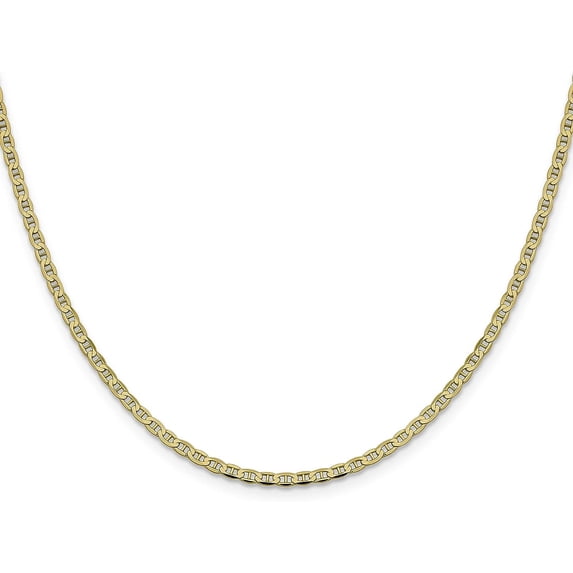 Solid 14K Yellow Gold 2.6mm Concave Anchor with Lobster Lock Bracelet - 8"