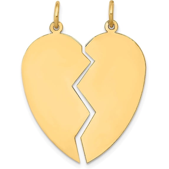 Solid 14K Yellow Gold 2 piece Heart Charm Set - 33mm