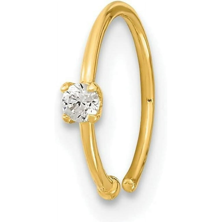 14K Gold 20 Gauge CZ Hoop Nose Ring Body Jewelry 14K Gold 20 Gauge CZ Hoop Nose Ring Body Jewelry