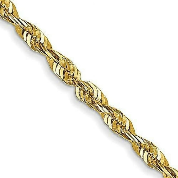 Solid 14K Yellow Gold 2mm Extra Light Diamond-cut Rope with Lobster Lock Chain - 24"