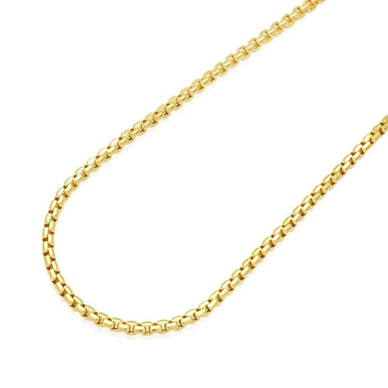 Solid 14K Yellow Gold Round Box Link Chain Necklace 20&quot