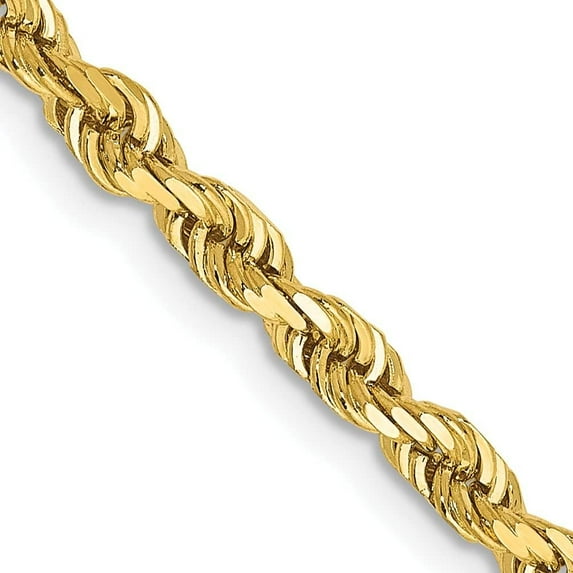 Solid 14K Yellow Gold 3.6mm Diamond-cut Quadruple Rope Lobster Lock Chain - 22"