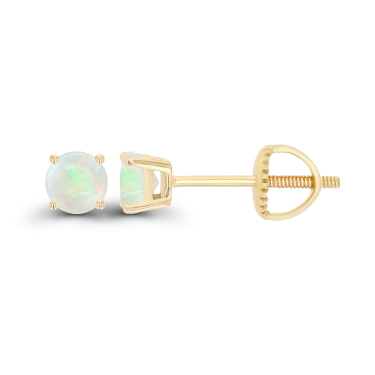 14K Yellow Gold Oval Opal Cabochon Screw Back Earrings, Circa 1960 -  Colonial Trading Company