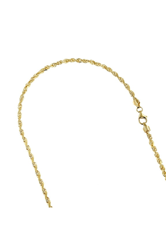 Solid 14K Yellow Gold 4mm Wide Rope Chain Diamond Cut Necklace with Lobster Clasp 30 long
