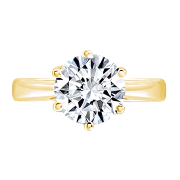AFFY Solid 14K Yellow Gold 8MM Round Cut Lab Created Moissanite Diamond Solitaire Engagement Ring for Women G-H-I Color Ring Size-5