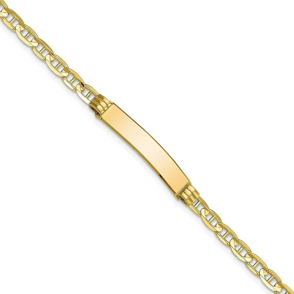 Solid 14K Yellow Gold Anchor Link ID Bracelet - 7"