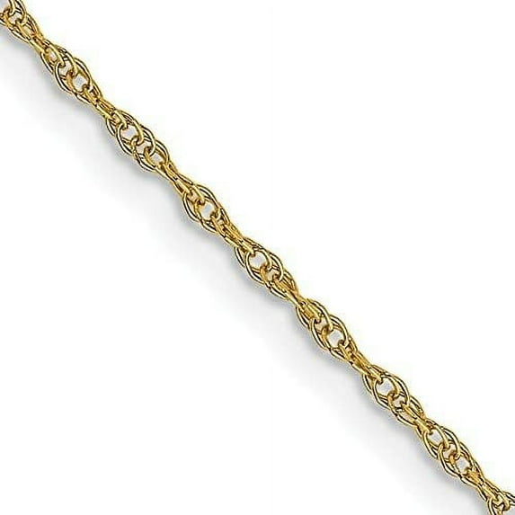 Solid 14K Yellow Gold Carded 1.2mm Cable Rope with Spring Ring Lock Chain - 14"