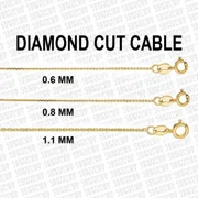 CJINC Solid 14K Yellow Gold Diamond Cut Cable Link Chain Necklace, 16" 18" 20" 24" Inch, 0.6mm 0.8mm 1.1mm Wide