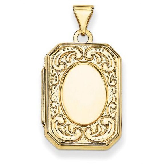 Solid 14K Yellow Gold Emerald Shaped Locket - 2/3 Inch X 3/4 Inch in Solid 14K Yellow Gold