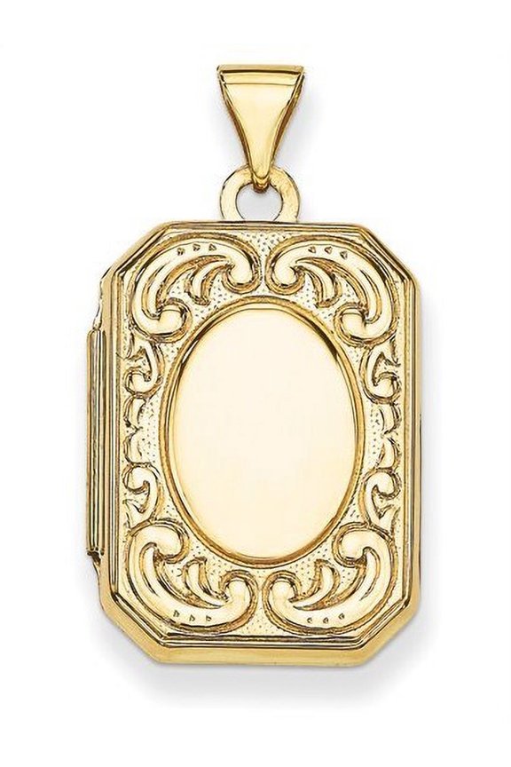 Solid 14K Yellow Gold Emerald Shaped Locket - 2/3 Inch X 3/4 Inch in Solid 14K Yellow Gold