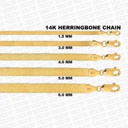 CJINC Solid 14K Yellow Gold Herringbone Chain Necklace