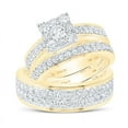 thumbnail image 1 of Solid 14K Yellow Gold His and Hers Trio Three Rings Set Real Natural Diamond Cluster Matching Rings Wedding Band Set 2-1/5 Carat ( 2.20 Cttw ) - (L = 5, M = 10.5), 1 of 7