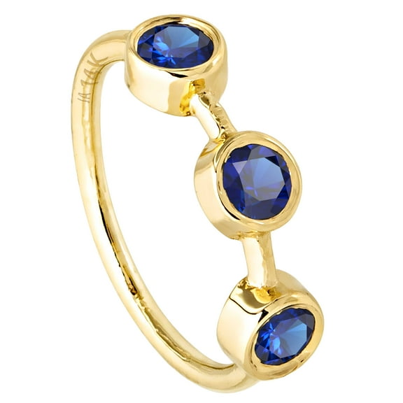 Solid 14K Yellow Gold Nose Hoop 20G Nose Ring Bezel Set 3-Stone Blue Sapphire Nose Hoop - Ear Cartilage Ring - September BirthStone Nose Ring NH3BZ20-SPYG
