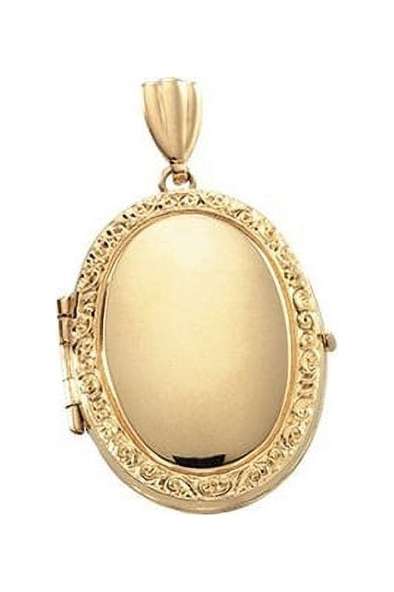 Solid 14K Yellow Gold Oval Locket 3/4 Inch X 1 Inch in Solid 14K Yellow Gold