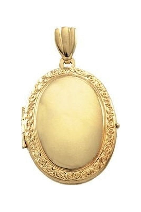 Solid 14K Yellow Gold Oval Victorian Locket 3/4 Inch X 1 Inch in Solid 14K Yellow Gold