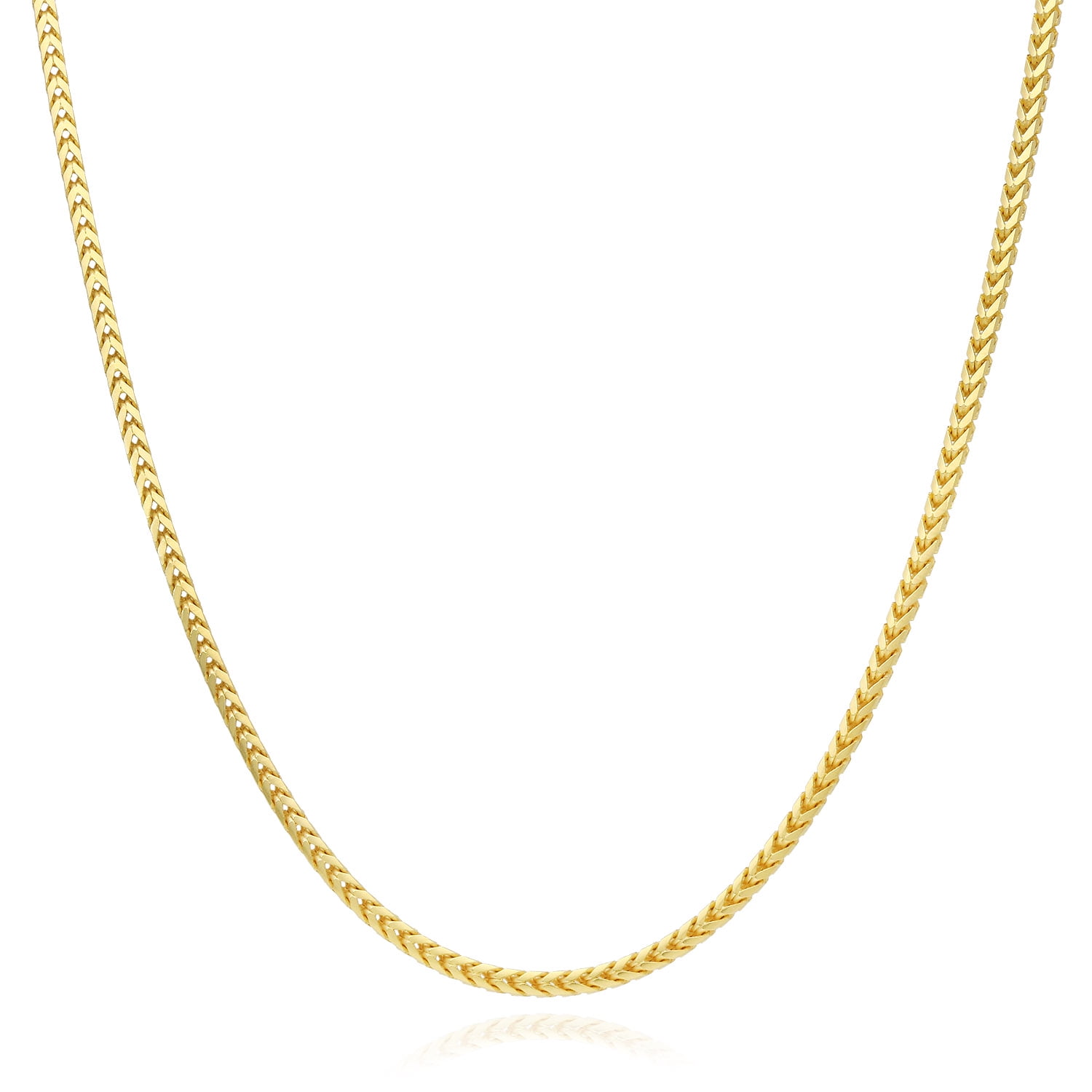 Solid 14K Yellow Gold Over Silver 2mm Franco Link Chain Necklace
