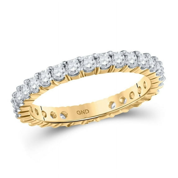 Solid 14K Yellow Gold Pave-set Real Natural Diamond Womens Eternity Wedding Band 1/2 Carat - Size - 6.5 ( .53 Cttw )