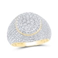 thumbnail image 1 of Solid 14K Yellow Gold Real Natural Diamond Mens Halo Circle Cluster Anniversary Ring 2 Carat - Size - 8 ( 2.10 Cttw ), 1 of 2