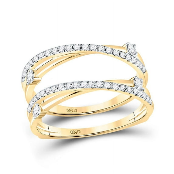 Solid 14K Yellow Gold Real Natural Diamond Wedding Wrap Ring for Women Guard Enhancer 3/8 Carat - Size - 7.5 ( .40 Cttw )