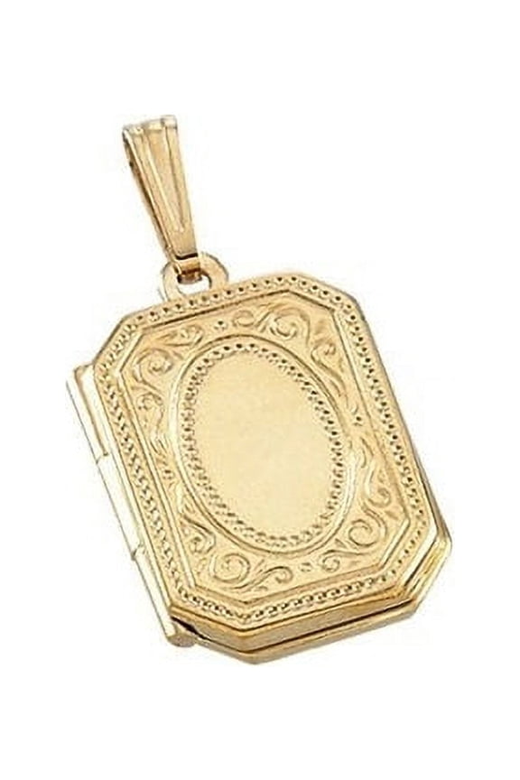 Solid 14K Yellow Gold Rectangle Locket - 1/2 Inch X Just Under 3/4 Inch