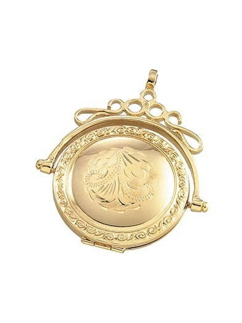 Solid 14K Yellow Gold Round Swivel Locket - 1 inch x 1-1/4 inch ...