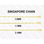 CJINC Solid 14K Yellow Gold Singapore Rope Chain Necklace, 16" 18" 20" 24" Inch