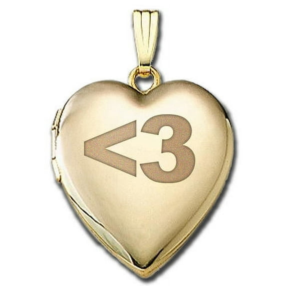 Solid 14K Yellow Gold "Sweetheart" <3 Locket - 3/4 Inch X 3/4 Inch in Solid 14K Yellow Gold