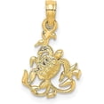 thumbnail image 1 of Solid 14K Yellow Gold Textured Mini Sea Turtle and Kelp Charm - 17mm, 1 of 7