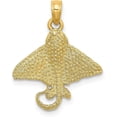 thumbnail image 1 of Solid 14K Yellow Gold Textured Spotted Eagle Ray Charm - 21mm, 1 of 6